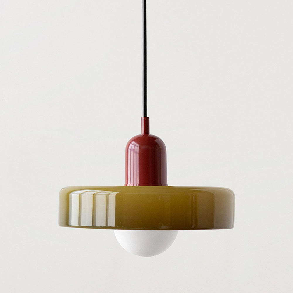 Bauhaus-Inspired Pendant Light with Artistic Glass Desig