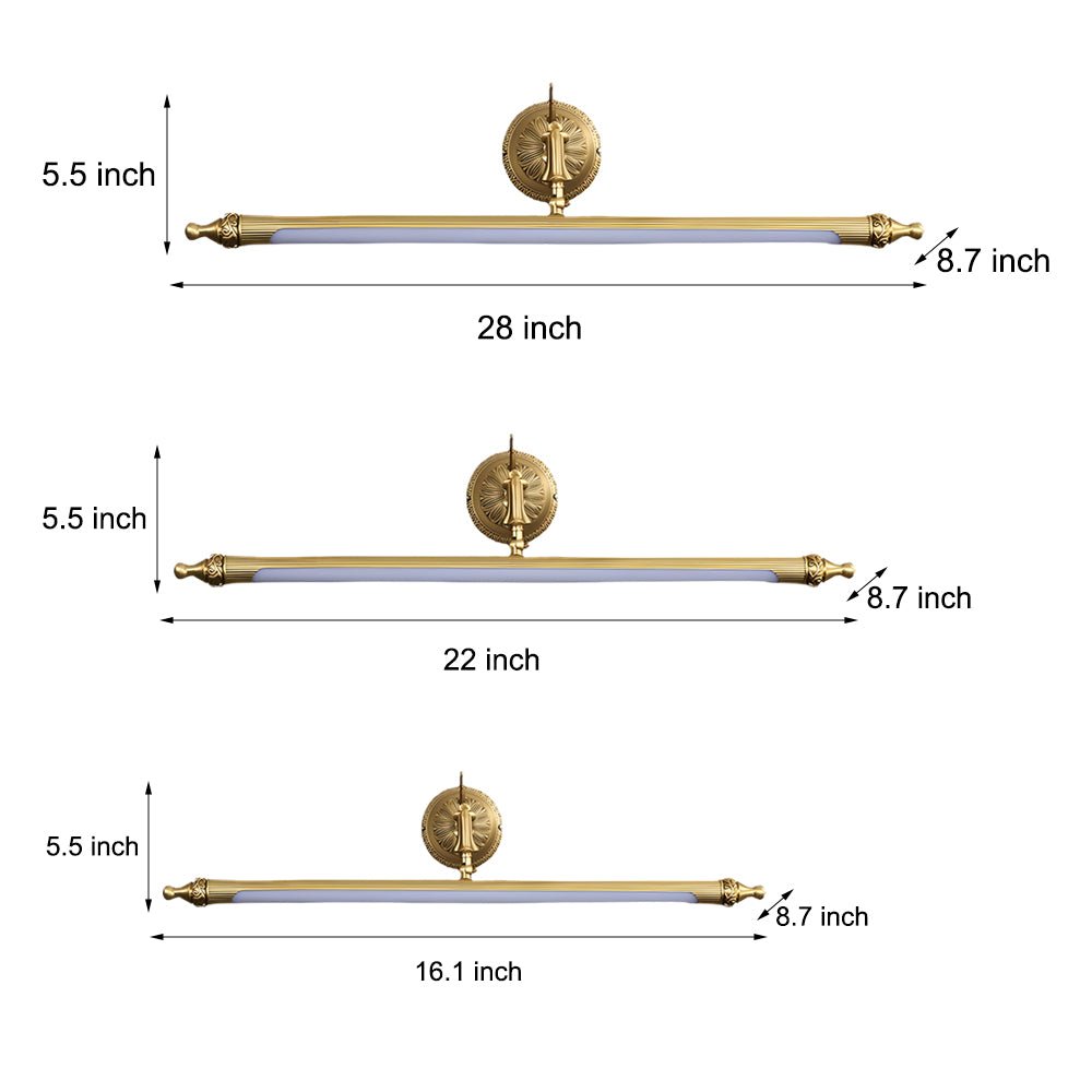 Antique Gold Adjustable LED Vanity Light with Three-Step Colour Temperature