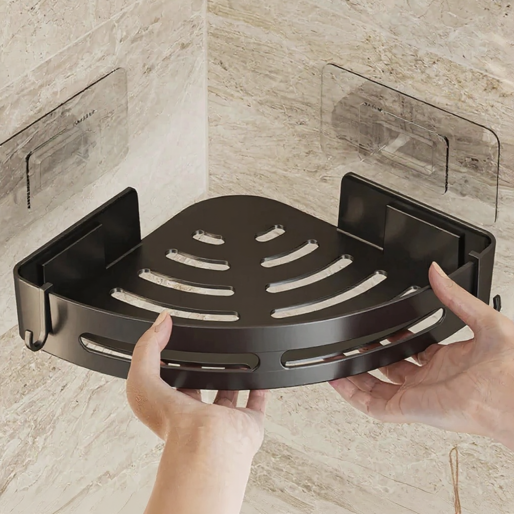 Drill-Free Transparent Shower Shelf