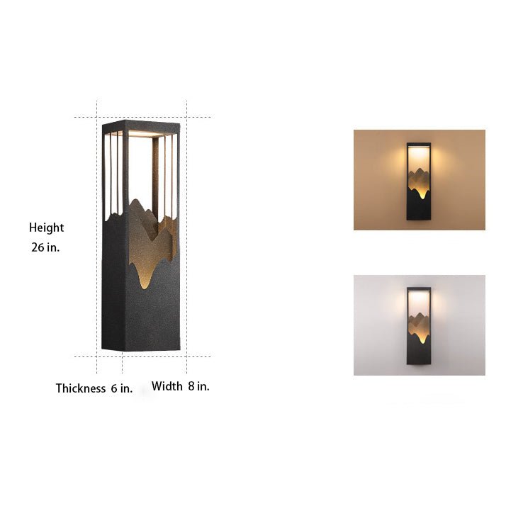 Sculptural Mountain Landscape Outdoor Wall Lamp with Warm Architectural Glow