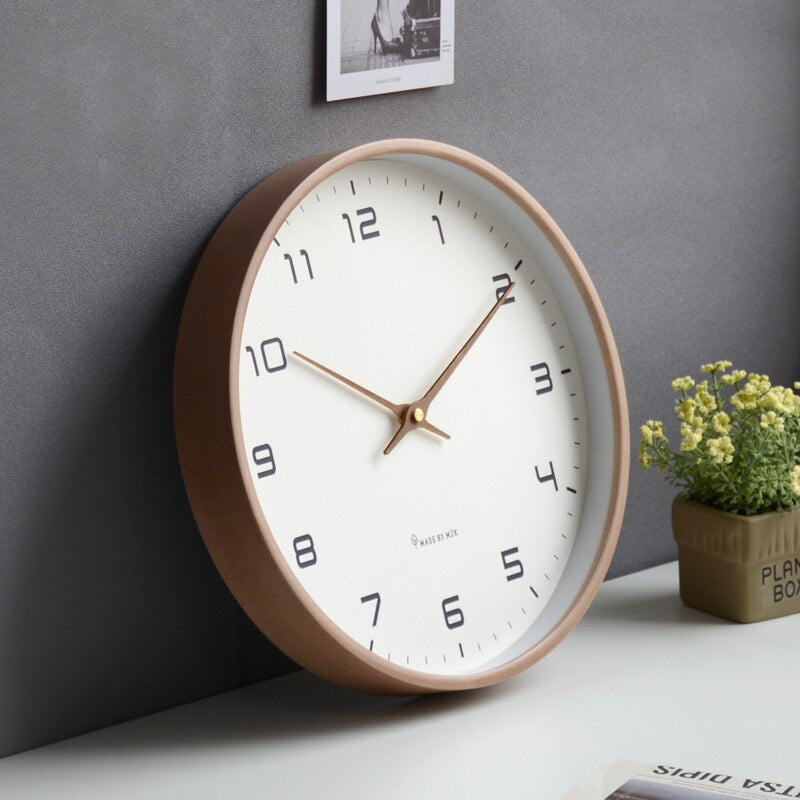 Minimalist Silent Wooden Wall Clock with Scandinavian Elegance