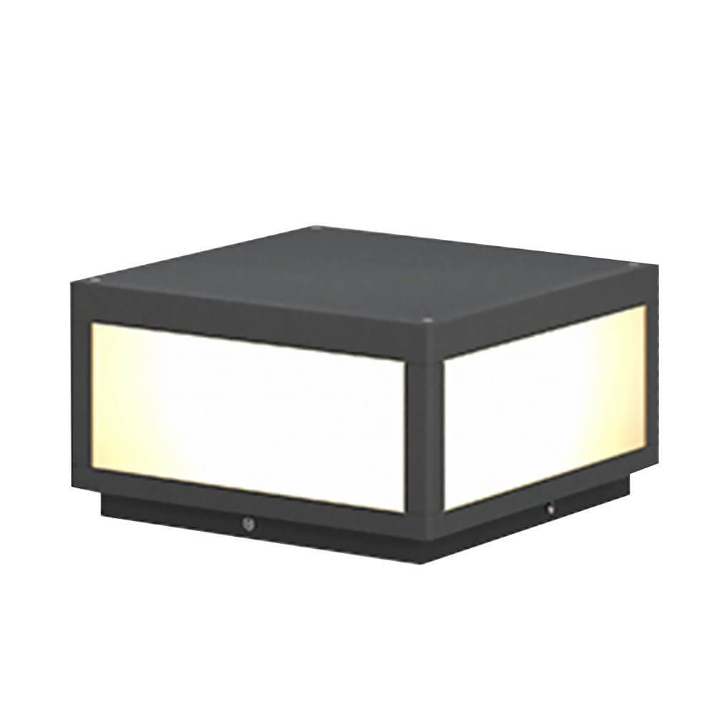 Modern Cube Outdoor Post Light with Warm LED Glow