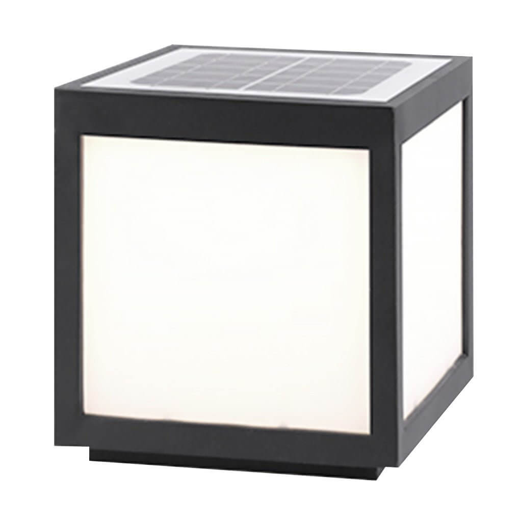 Modern Cube Outdoor Post Light with Warm LED Glow