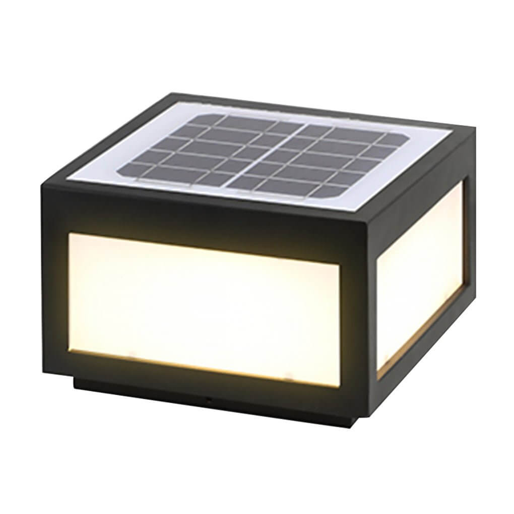 Modern Cube Outdoor Post Light with Warm LED Glow