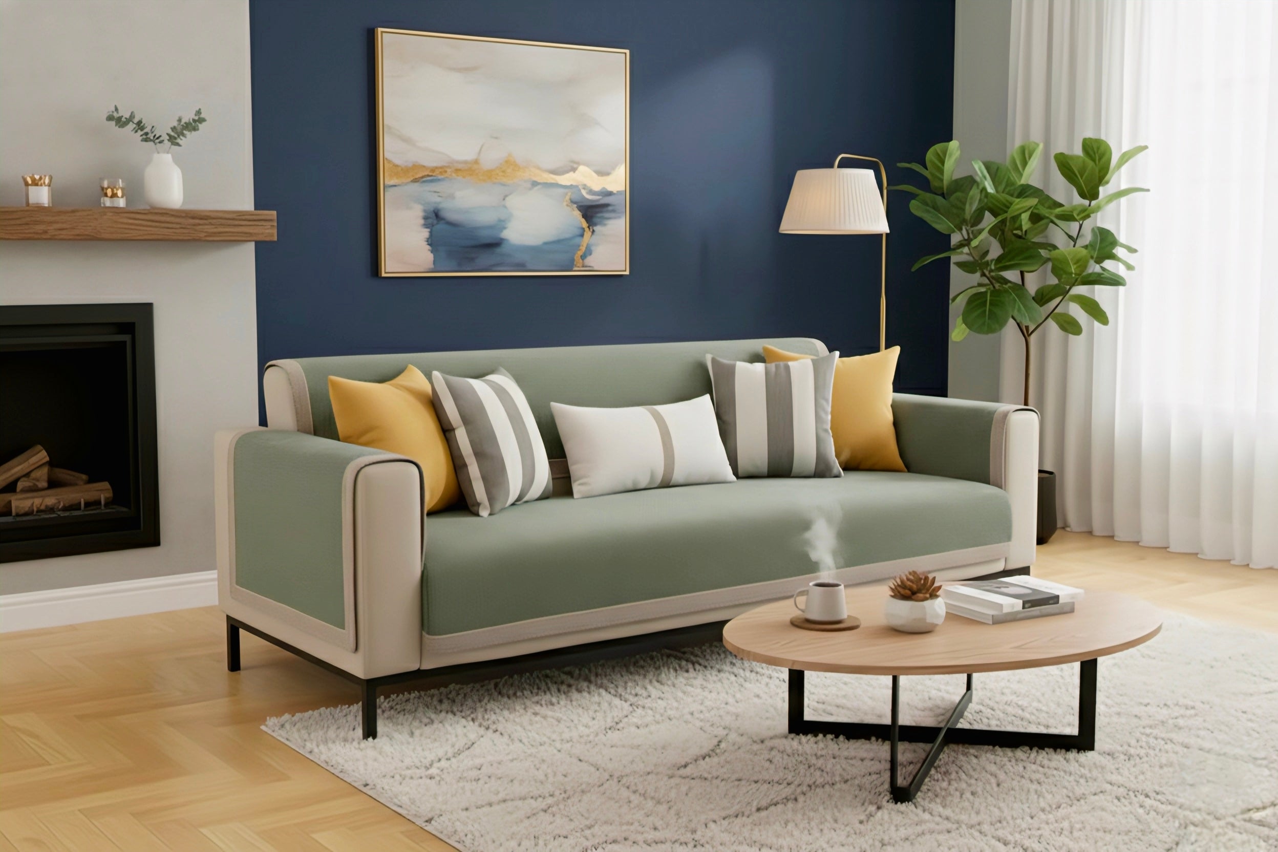 Luxury Chenille Sofa Cover with Elegant Tweed Texture