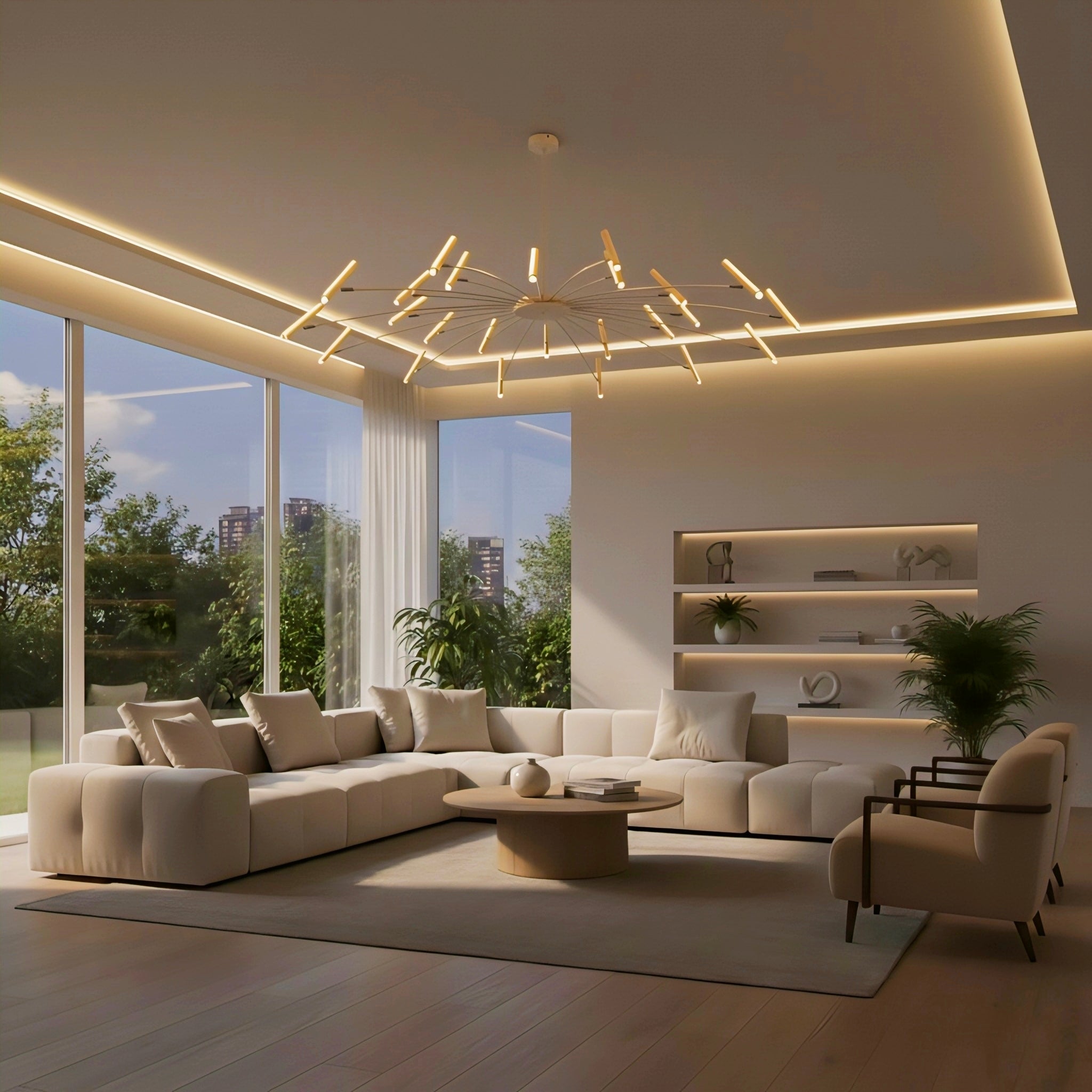 Adjustable Metal DIY Three Step Dimming LED Minimalist Chandelier