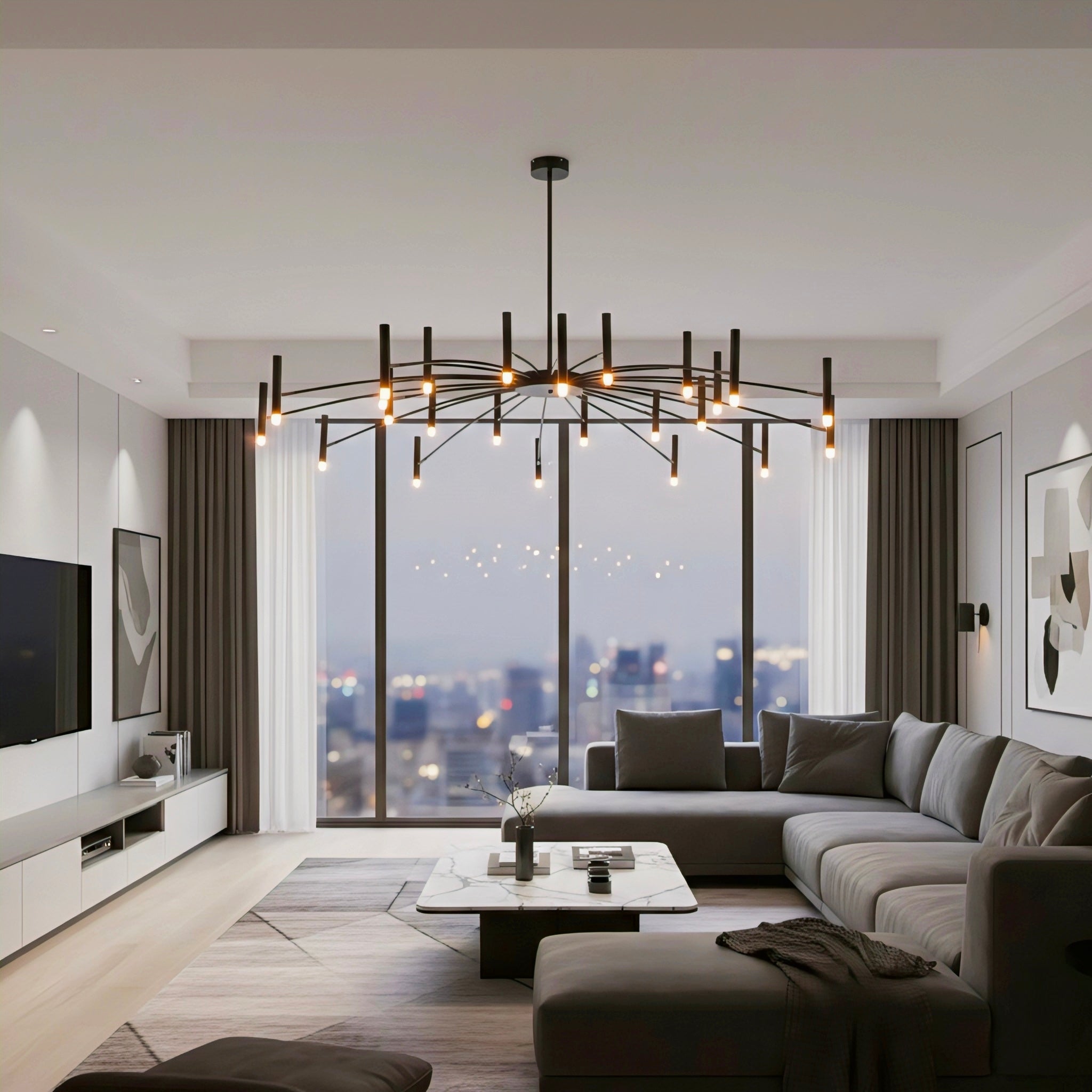 Adjustable Metal DIY Three Step Dimming LED Minimalist Chandelier