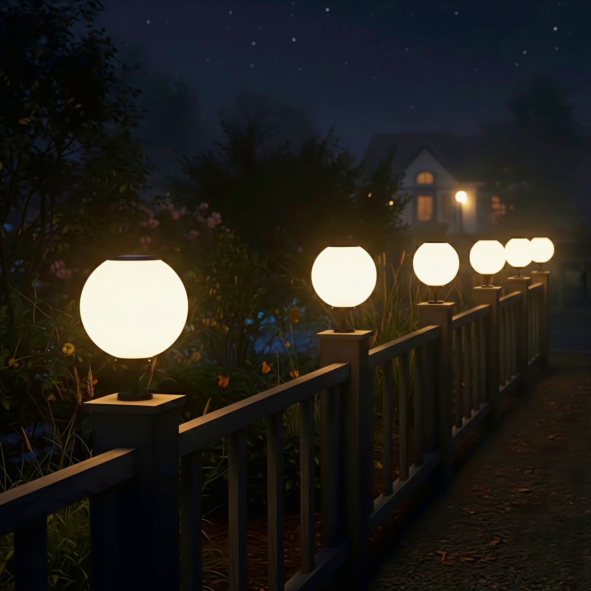 Solar Fence Post Cap Lights with Adjustable LED Glow