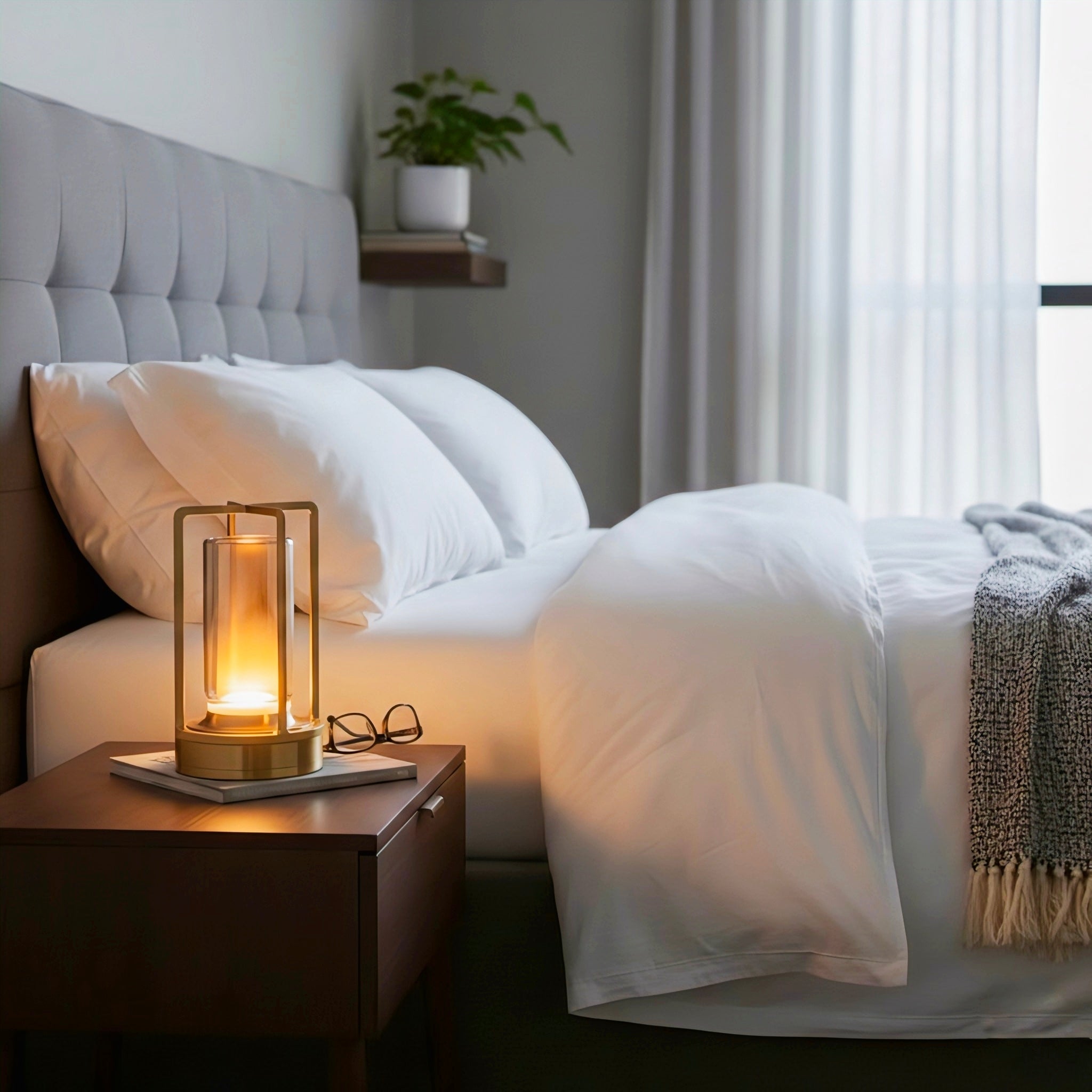 Wireless LED Table Lamp with Touch Dimming and Warm Ambient Glow