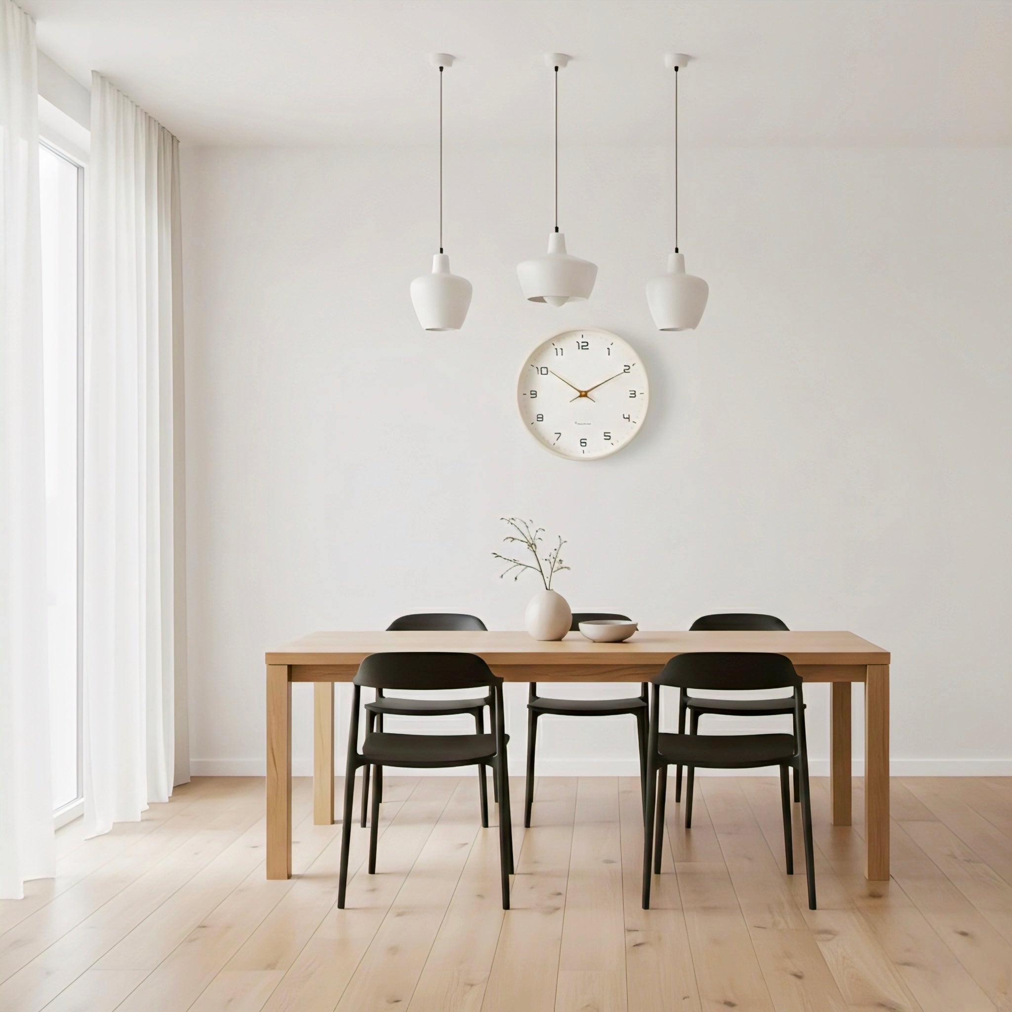 Minimalist Nordic Wooden Wall Clock with Quartz Precision
