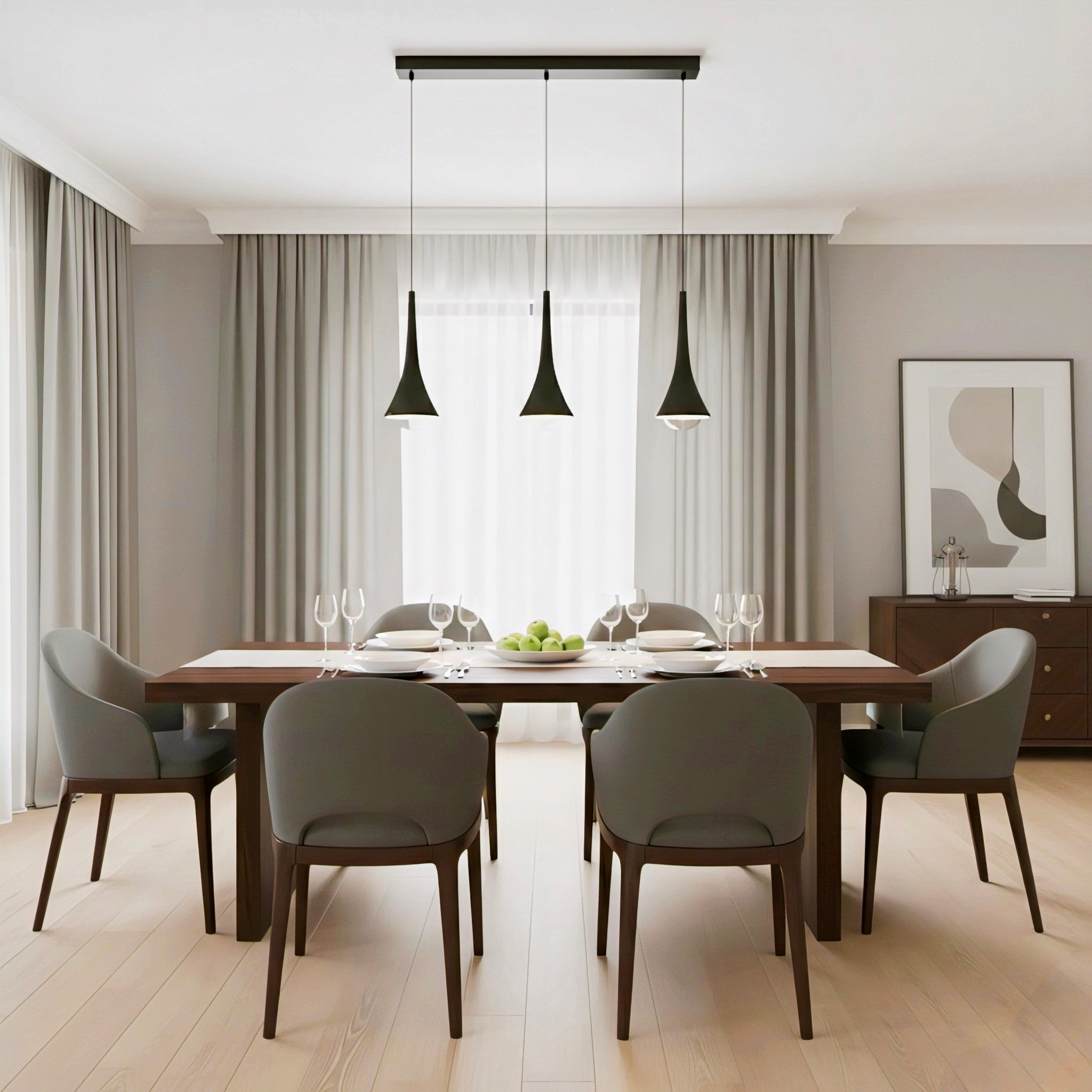 Adjustable Glass Pendant Light with Warm Ambient Glow