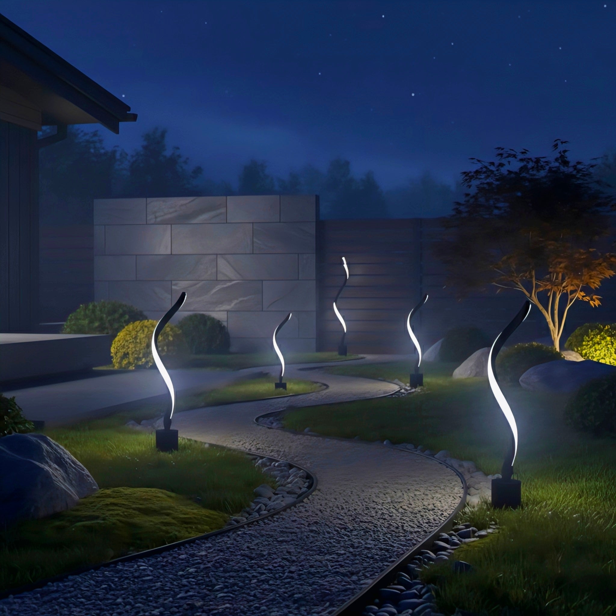 Sculptural Solar Pathway Lighting with a Modern Organic Silhouette