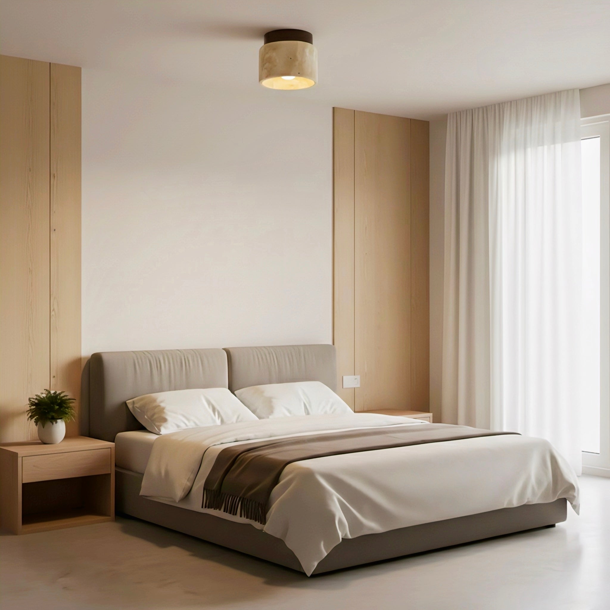 Japanese-Inspired Cream Ceiling Light with Calm Minimalist Design