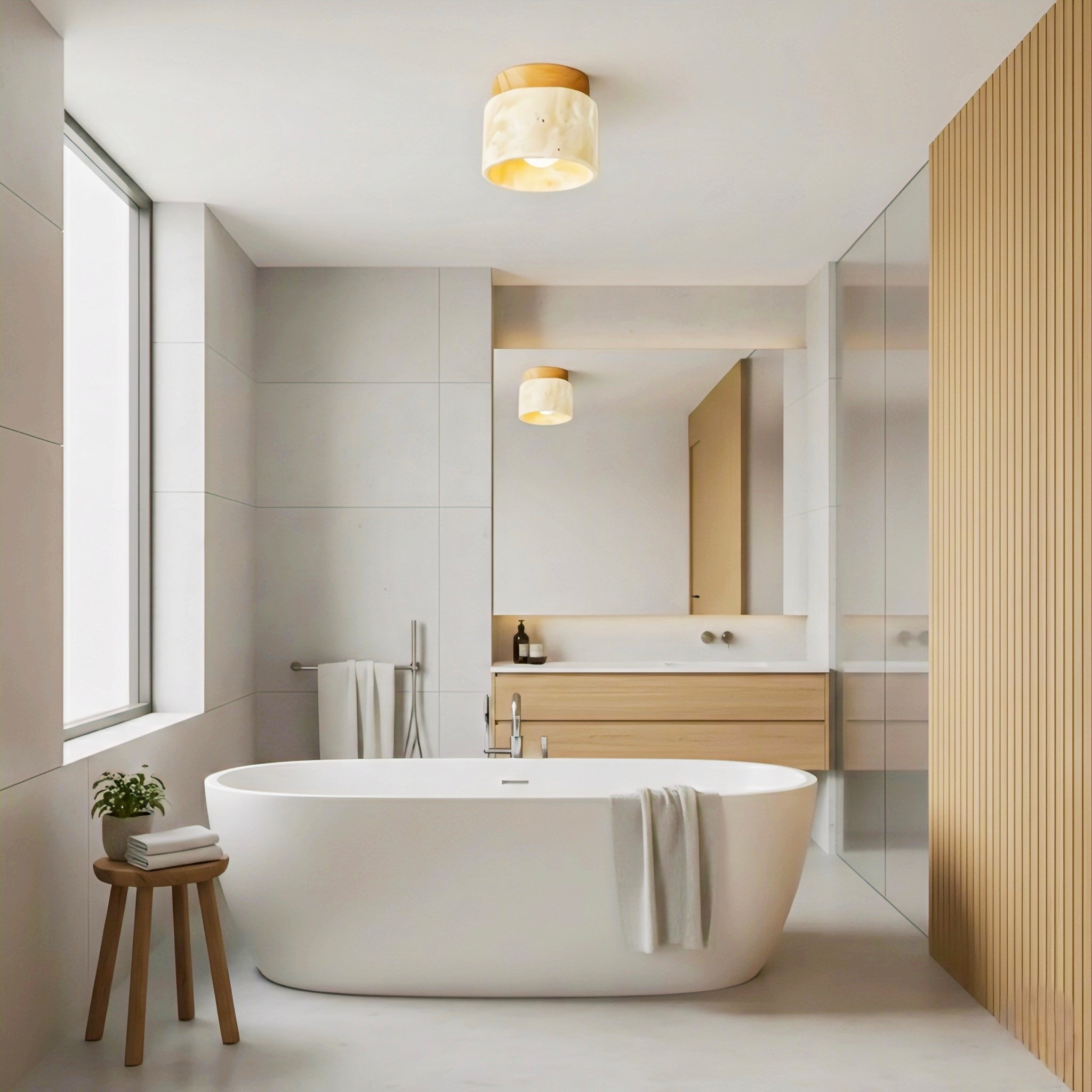 Japanese-Inspired Cream Ceiling Light with Calm Minimalist Design