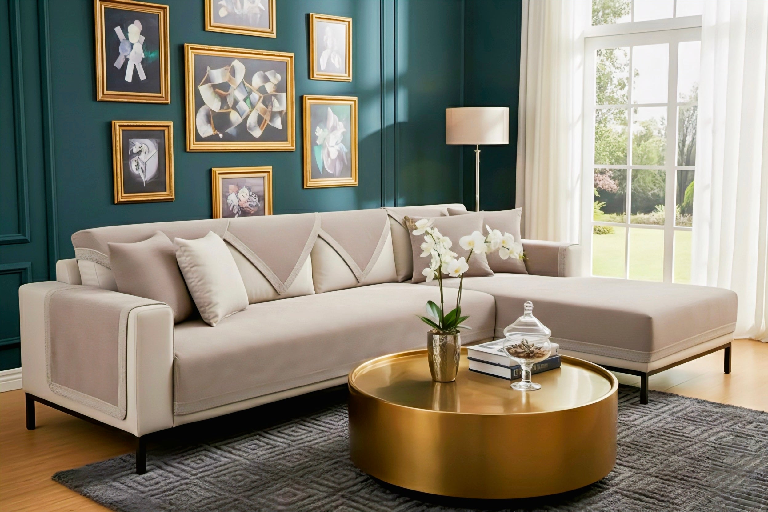 Luxury Chenille Sofa Cover with Elegant Tweed Texture